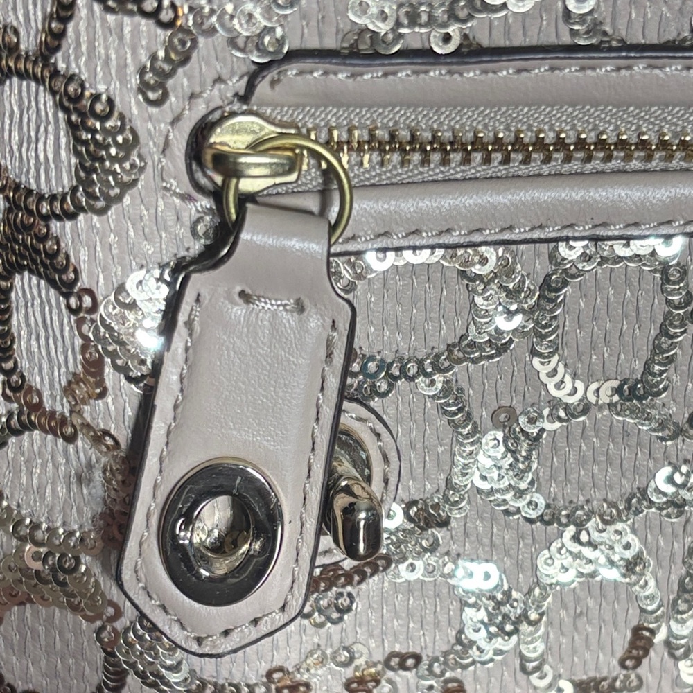 Coach Poppy 2013 East/West Satchel/Crossbody in Sequin w Satin Purple Inside - Picture 13 of 16